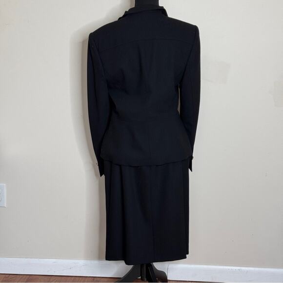 ESCADA Wool Black Blazer Skirt Suit Set Size 8/10 - Picture 2 of 14
